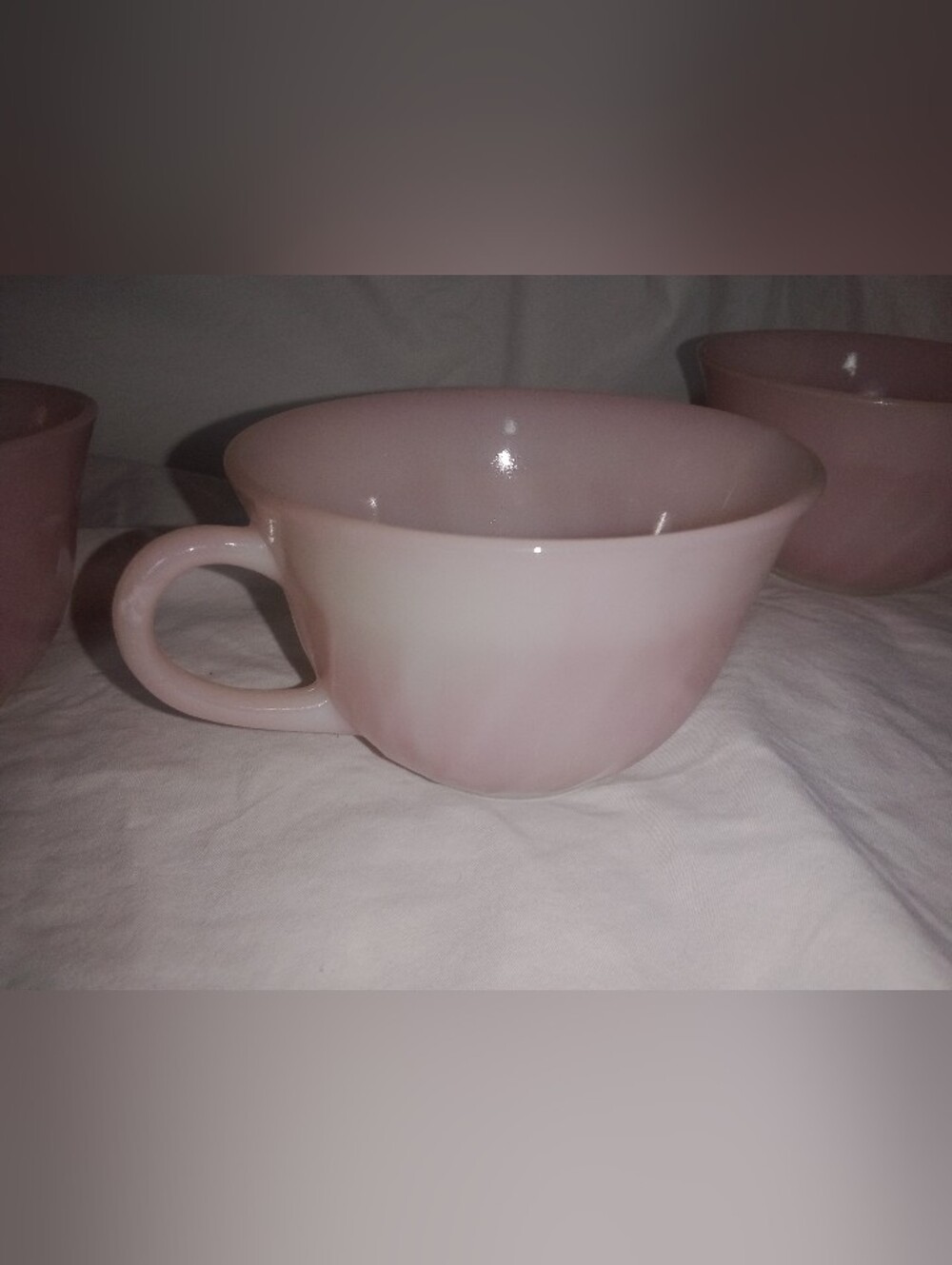 Vintage Mid Century MCM Fire King Pink Swirl Tea Coffee Cup Set of 3 Boho 50s - Picture 6 of 11